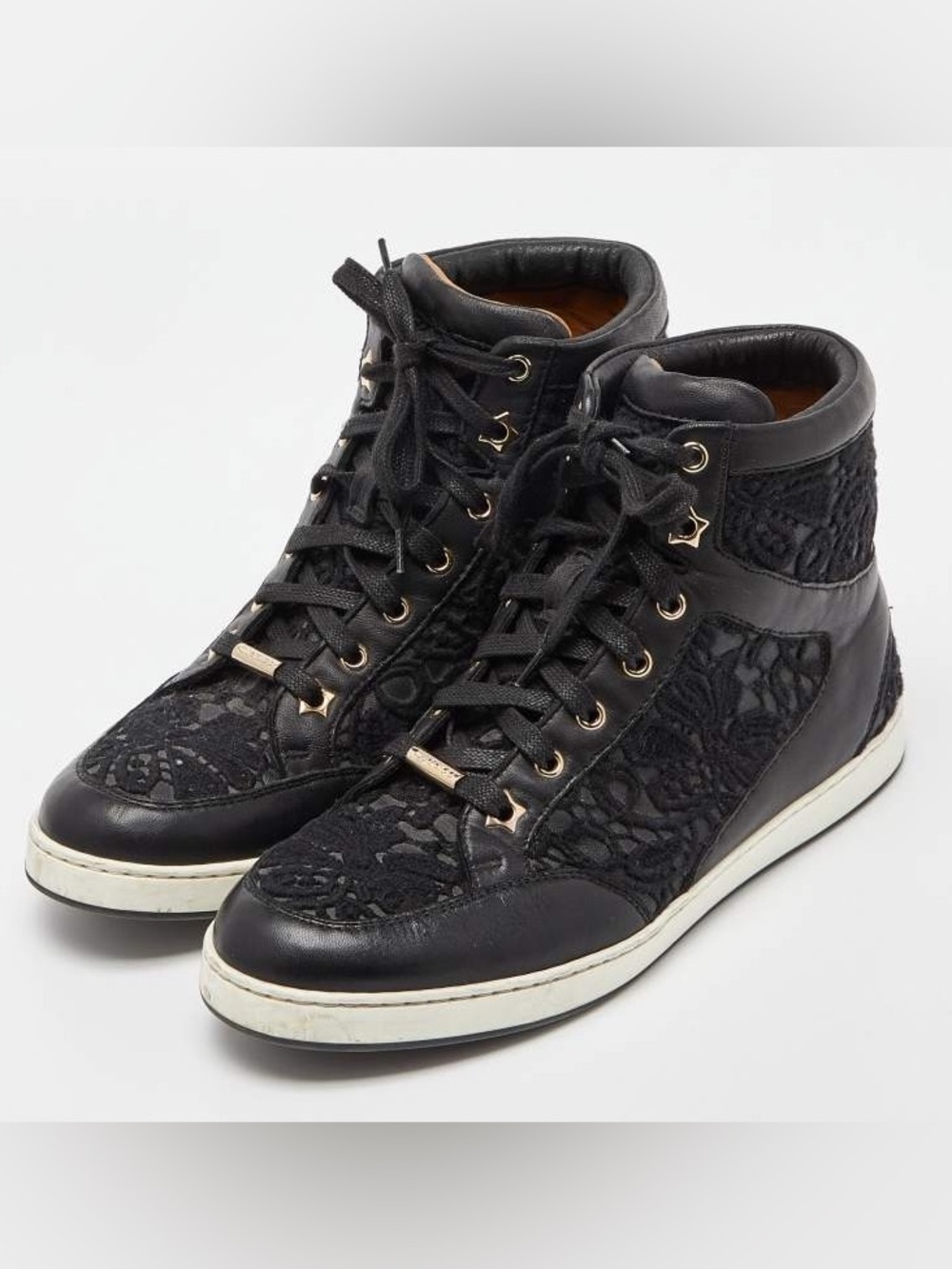 Jimmy Choo Black Suede Tokyo Sneakers with Lace Overlay Size 40/10